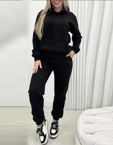 Herbst Winter Frühling neue dicke Kapuze Sweatshirt Set mit zusätzlichen Fleece Mode Casual Sports Style lange Hosen Set