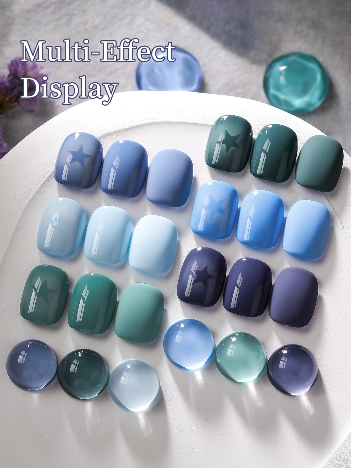 XEIJAYI 6 uds juego de esmaltes de uñas de Gel azul UV LED Gel de uñas en remojo, semipermanente, Gel de Arte de uñas de calidad de salón DIY para regalo de mujer