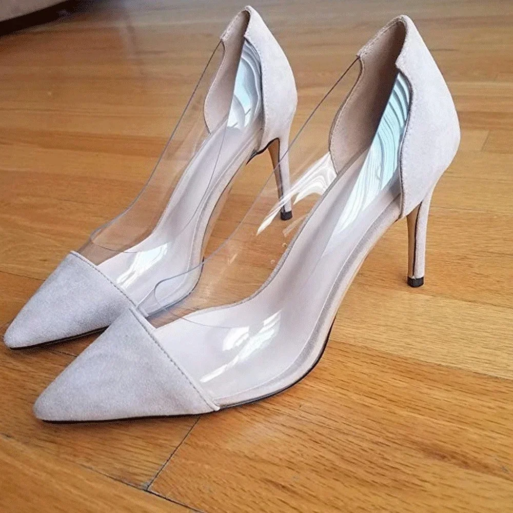 Women Pumps Fashion 2026 Spring Autumn Sexy Transparent PVC 9cm Pointed Toe Slip-on High Heels Female Party Dress Wedding Shoes