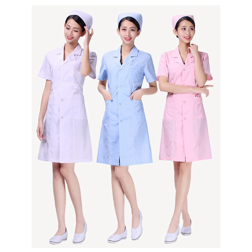 

White Nursing Uniform Hospital Apparel Half Sleeve Cotton Doctor Coat Slim Design Lightweight Breathable Beautician Lab Coat