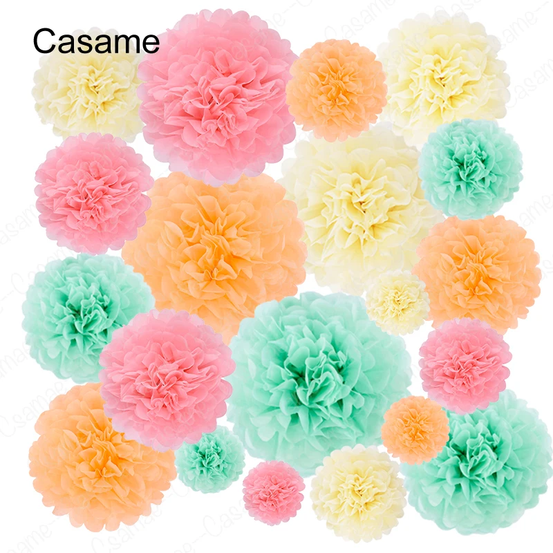Set Hanging Flower Pompom Tissue Paper Pom Poms for Weddings and Other Occasions Party Birthday Colorful Decoration Lantern