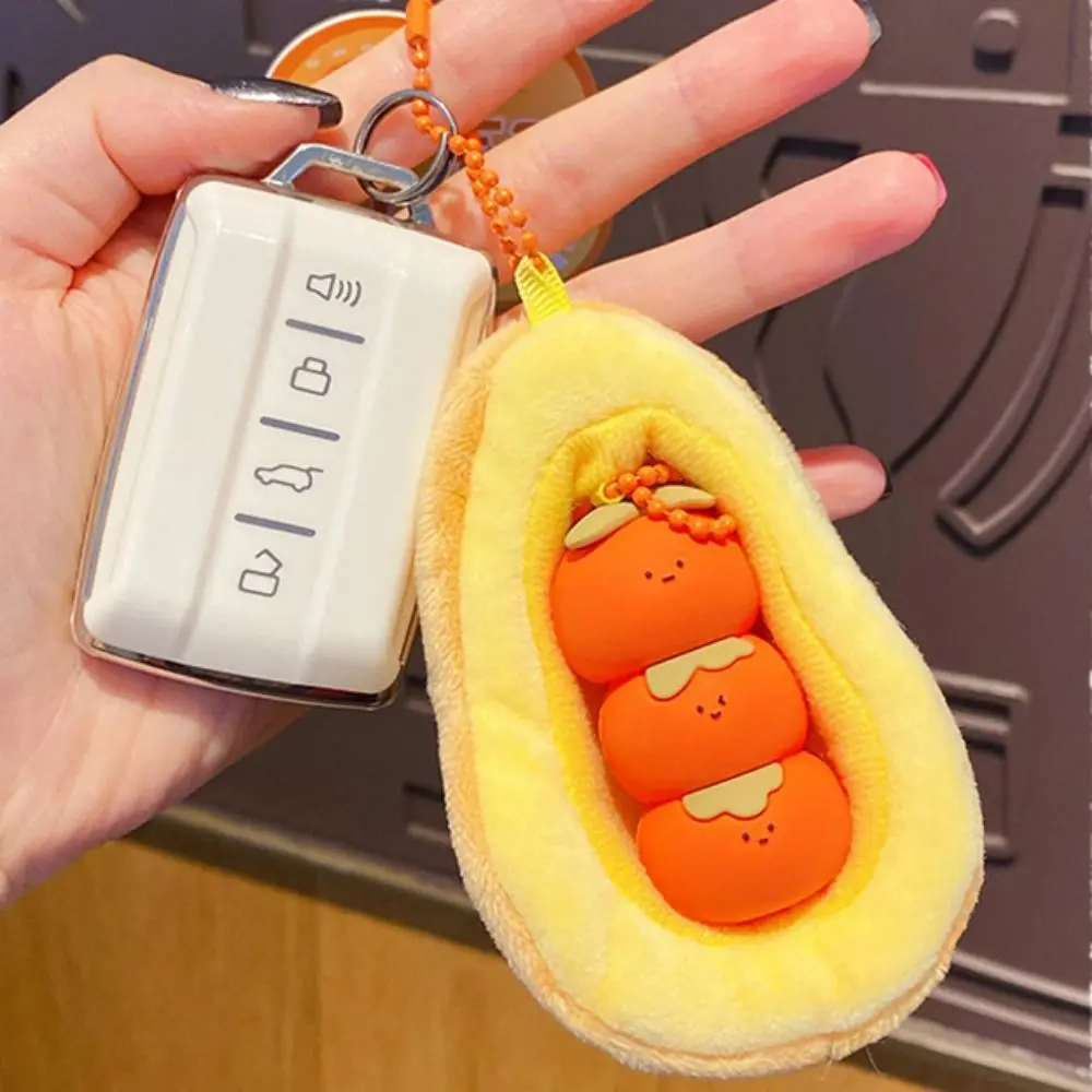 Persimmon Persimmon Peanut Doll Keychain Soft Removable Plush Duck Hanging Pendant Stuffed Cartoon Duck Peanut Doll Keyring