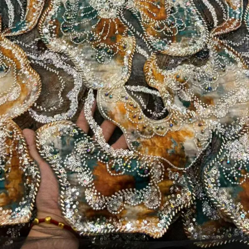 

Colorful Flowing Design Appliqué Embroidered Lace Fabric 2026 Nigerian High Quality Mesh Tulle Material for Party Dress Sewing