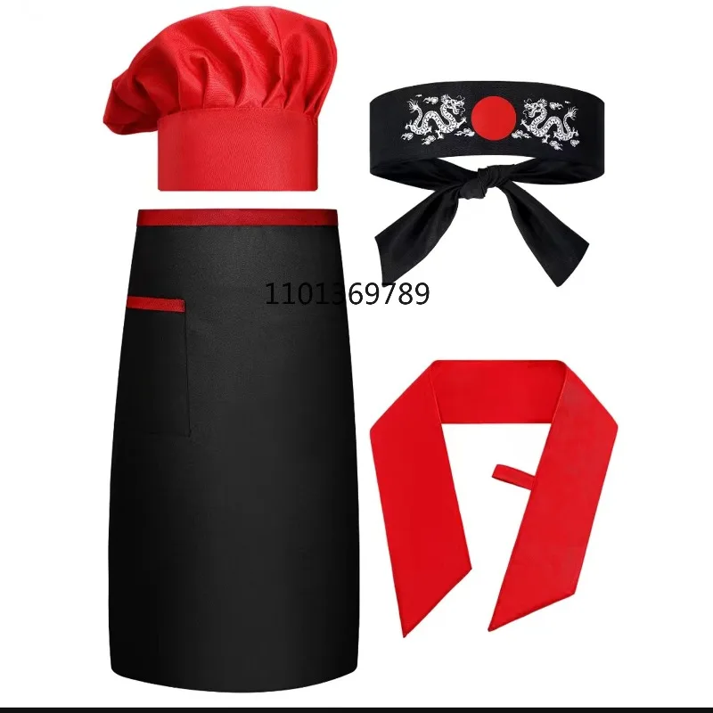 Hibachi Chefs Costume Accessories Hibachi Chefs Tall Caps and Apron Headband Necktie Cosplay Halloween PartyDressing Up