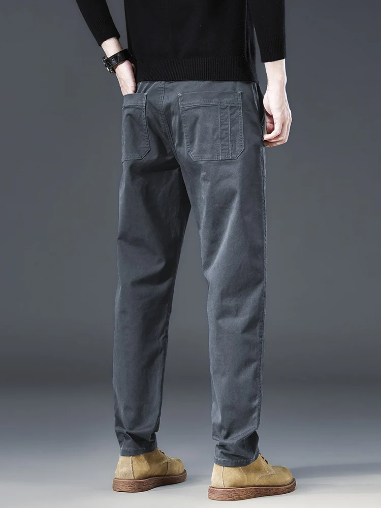 بنطال كارجو ضيق غير رسمي للرجال ، ملابس ماركة ، كاكي ، رمادي ، بنطلون رجالي ، مطاطي ، خريف ، قطن ، جديد ، #6