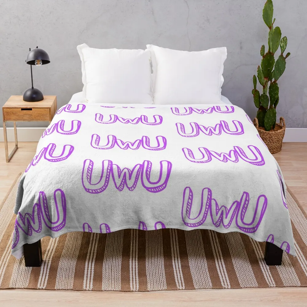 

UwU - Purple Throw Blanket Flannels Decoratives Blankets