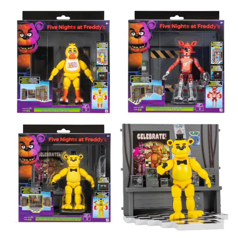 Image of Five Nights at Freddy's Klassisches Chica Büro-Set - 5-Zoll-Figur mit Jumpscare-Funktion, im Dunkeln leuchtenden Augen und optischem Diorama
