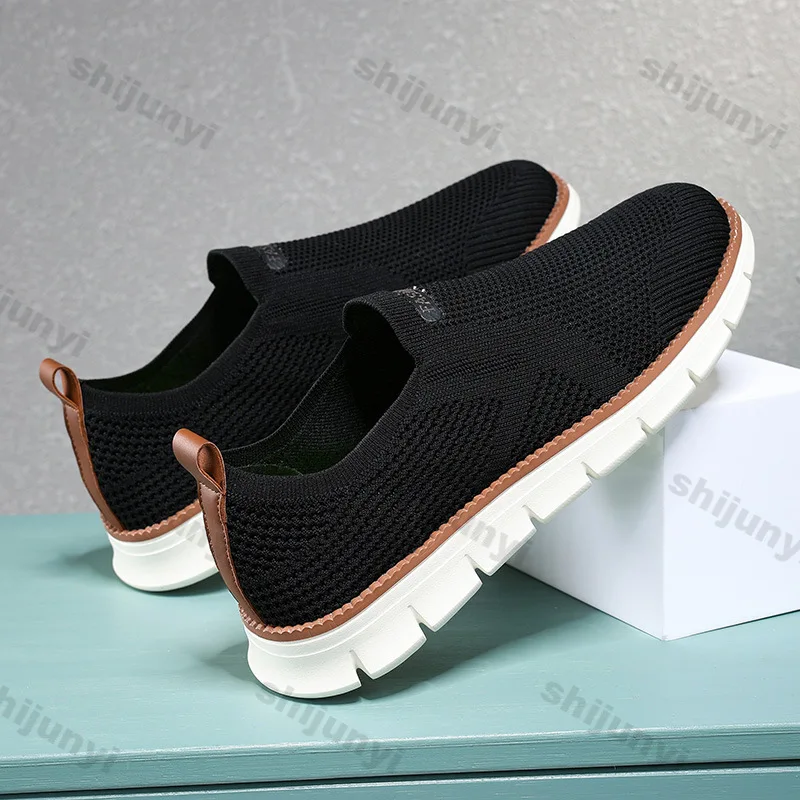 Large Men's Casual Shoes Spring Breathable Fly Woven Non Slip Running Shoes Fashion Lightweight Comfortable Vulcanized Shoes