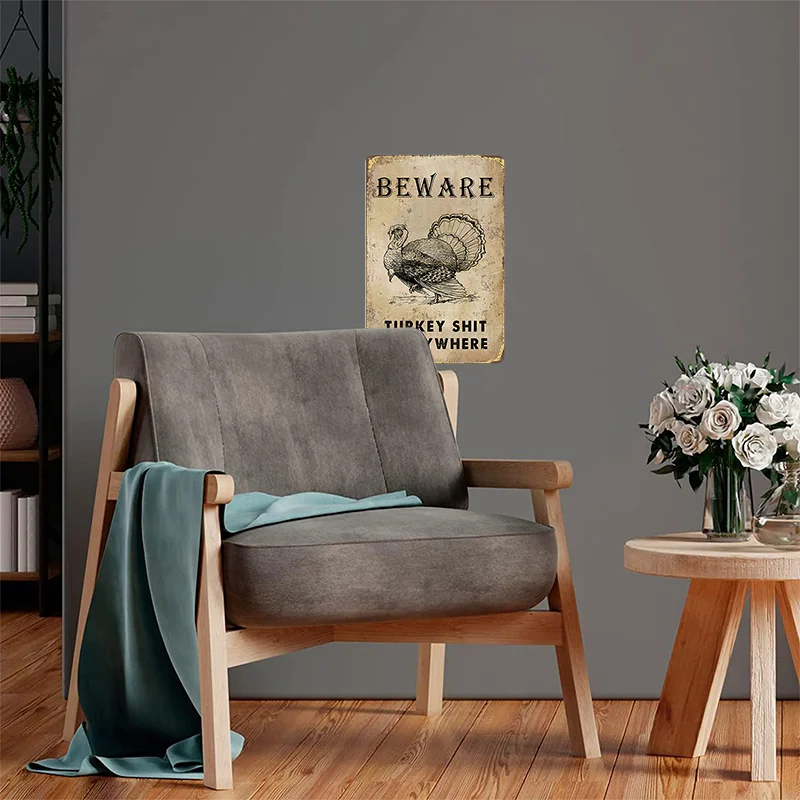 

Beware Turkey Everywhere" - Vintage 8X12" Aluminum Wall Sign, Durable Metal Decor For Home, Cafe & Restroom, Perfect For