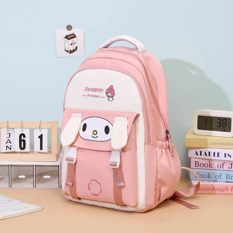 Sanrio Melody Cartoon Casual borsa da scuola di grande capacità studente Comfort Trend zaino leggero per la riduzione del carico