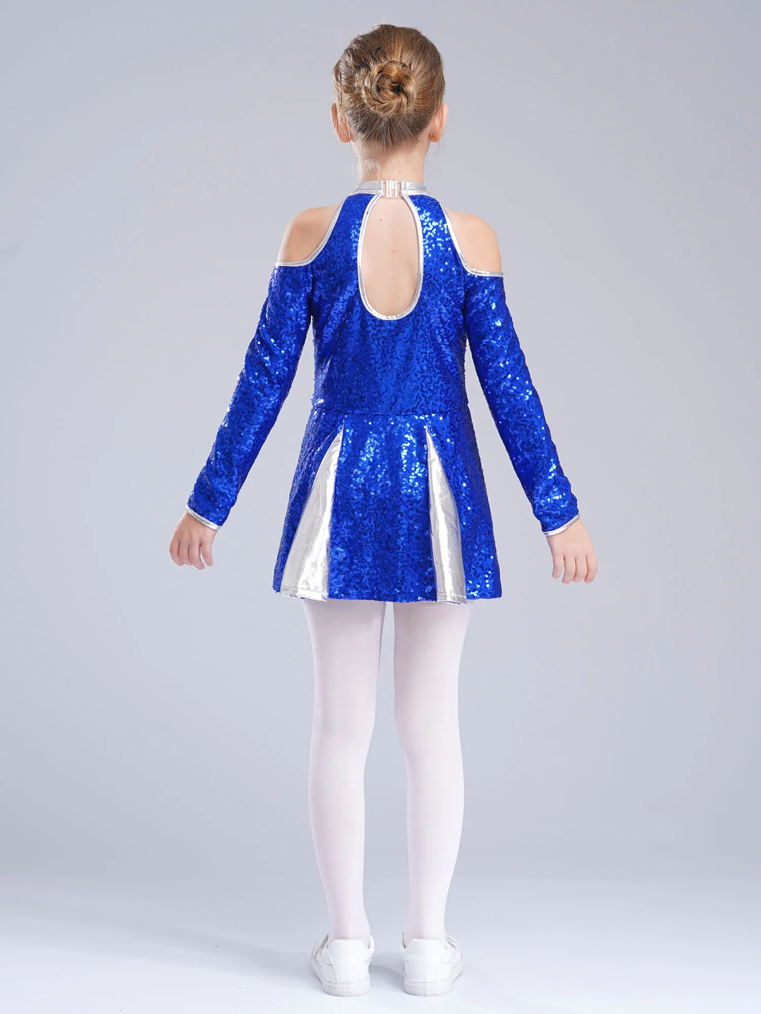 Sukienka tutu dla dziewczynek z błyszczącymi cekinami, sukienka cheerleaderki, kostium na Halloween, przebranie karnawałowe, świąteczne przyjęcie tematyczne, elegancka sukienka.