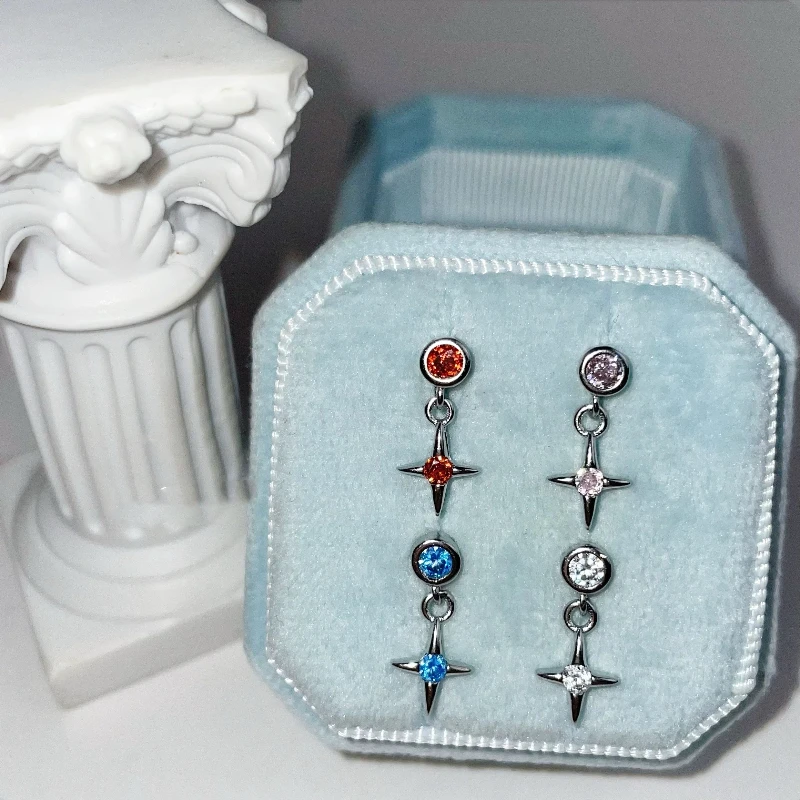 1 Pcs Bling Pink Cross Pendant Ear Bone Nail 316L Stainless Steel Allergy Prevention Earrings For Women