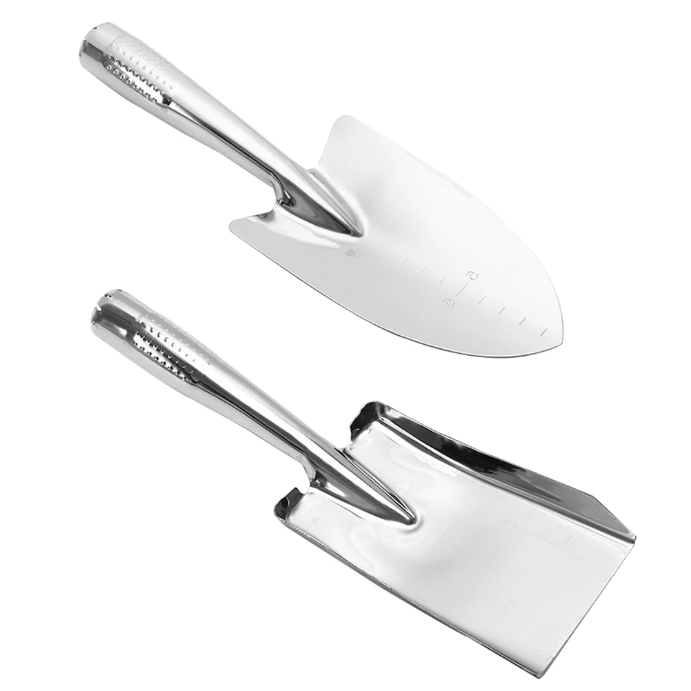 

2Pcs Stainless Steel Garden Shovel Lightweight Ergonomic Multi function H Trowel Integrated Tool Set for Digging Transplanting