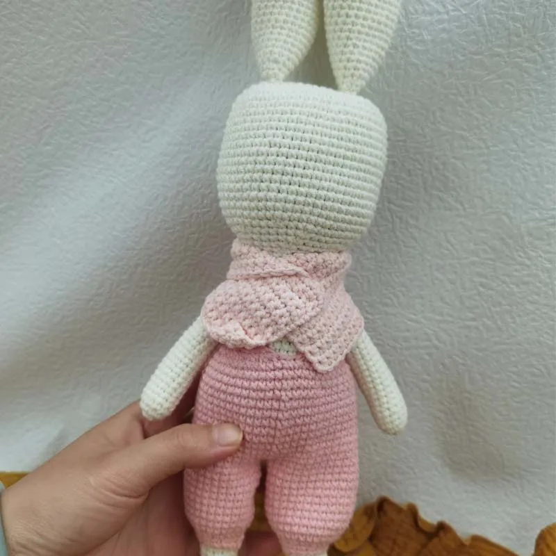 Hand Knitted Amigurumi Doll Crochet DIY Hand Made Doll Knitting Crochet Gift Close Eyes Rabbit Sleeping Dolls With Music