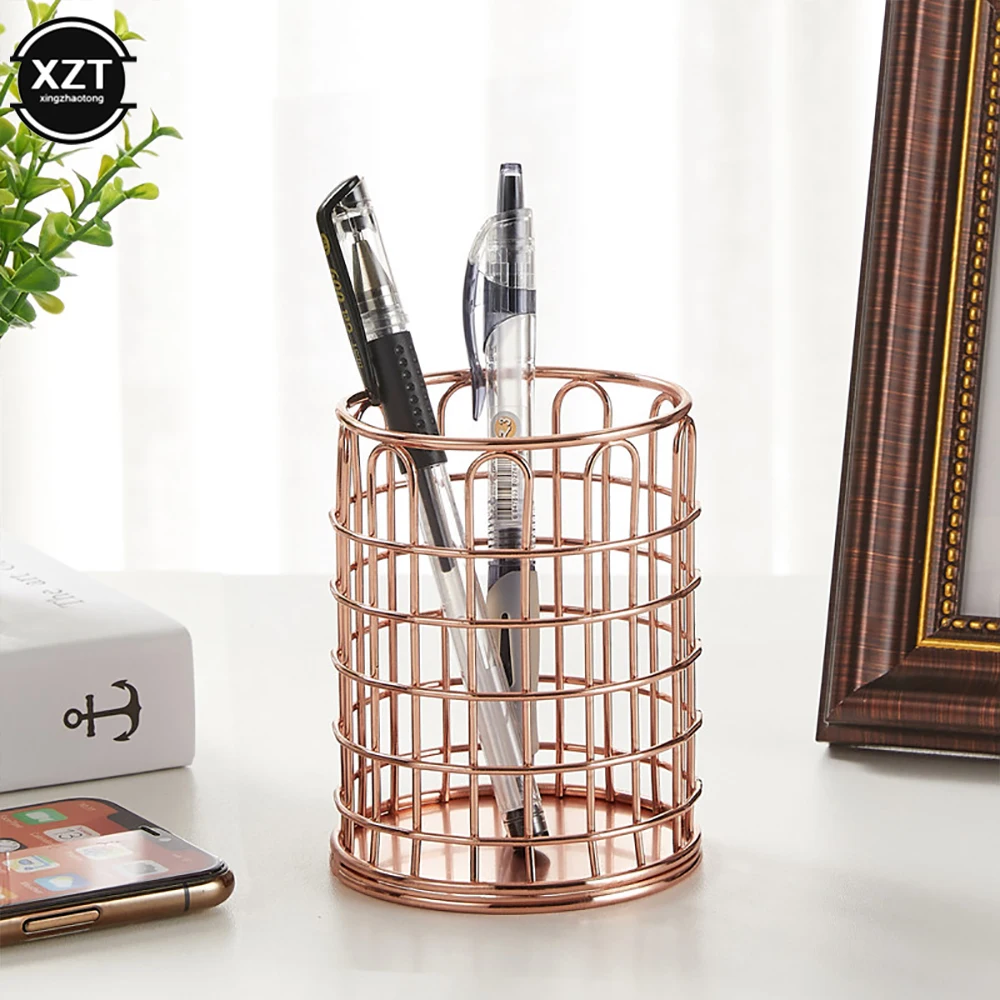 1PCS Cosmetics Makeup Brushes Storage Box Cylindrical Case Storage Lipstick Brush Pen Holder Organizer Wrought Iron Pen Storage