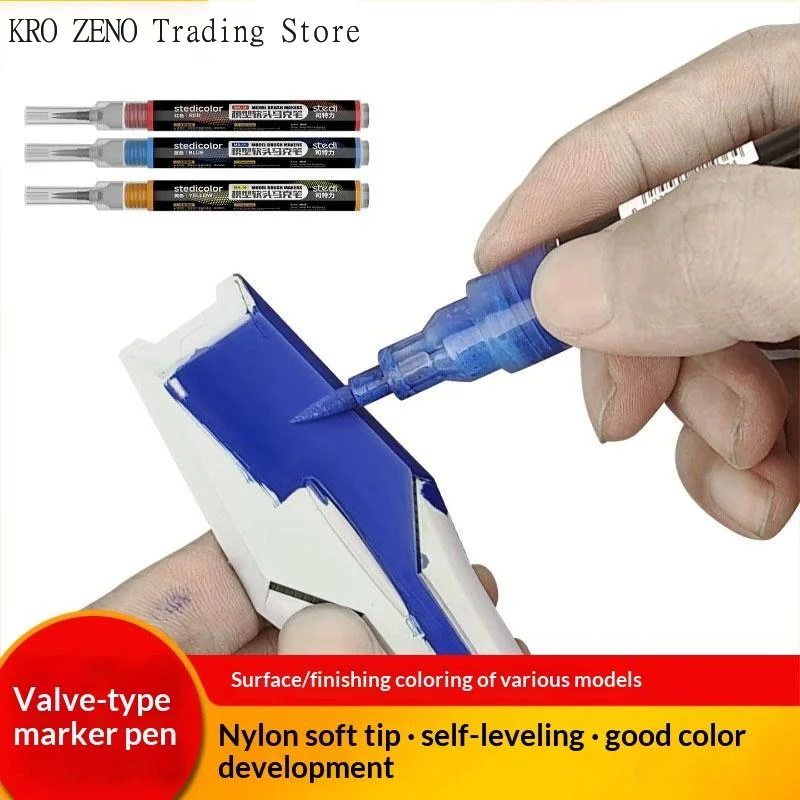 1PCS Plastic Stedi Front Valve Type Soft Tip Acrylic Paint Marker Water Based For Mecha Figure DIY Hobby Painting Coloring