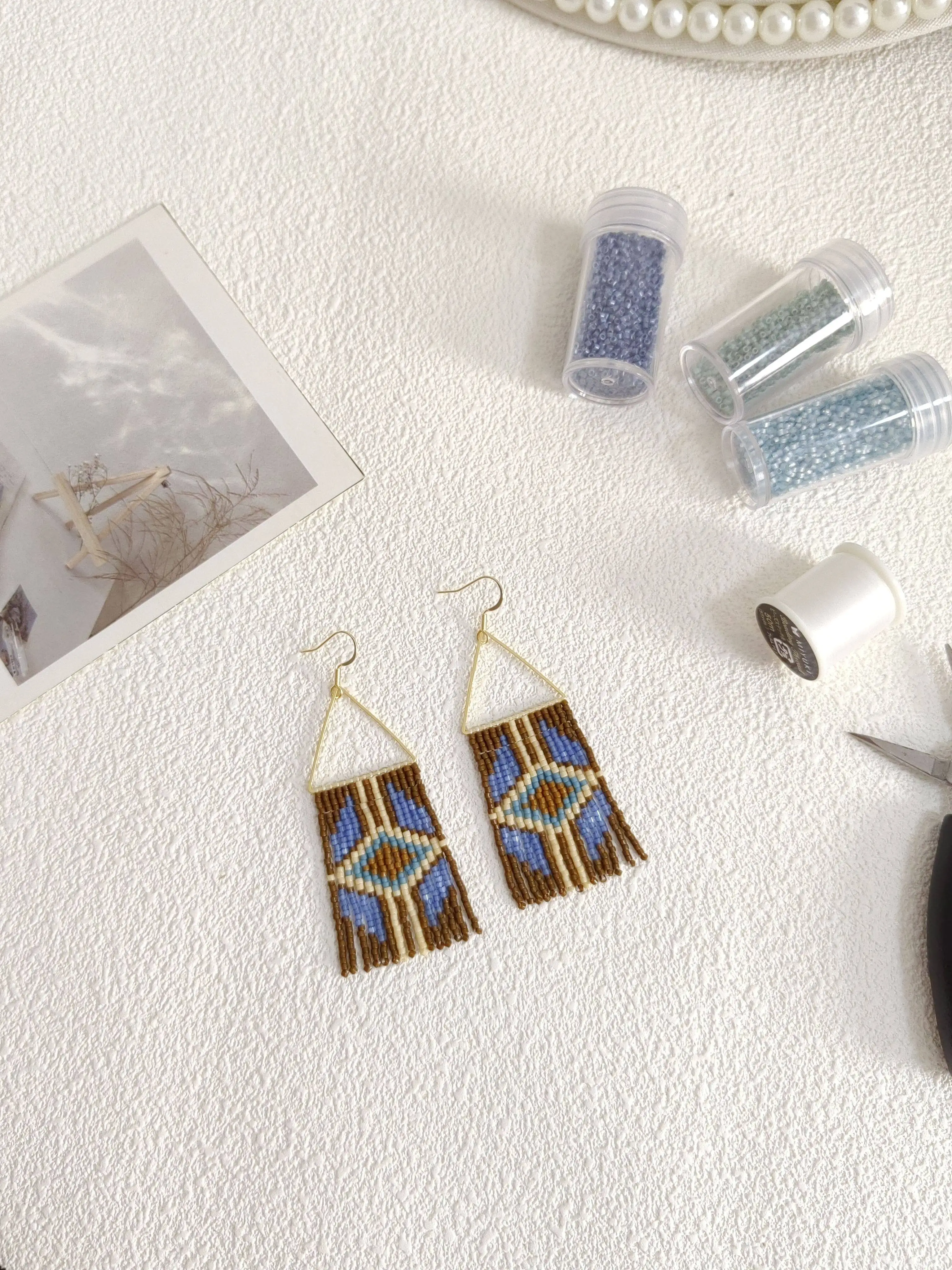 ZGMXR  Rice bead earrings Tassel Retro Geometry Hand-woven Colorful Alloy Woman Bohemia Fashion Simple Beaded earrings