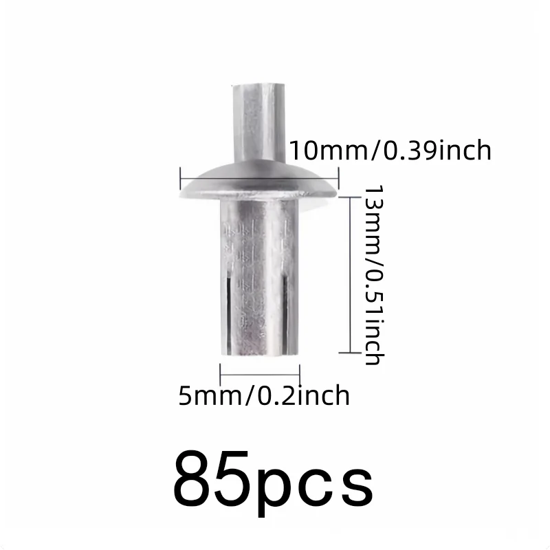 85 pcs 5*13mm Hammer Strike Installation Hammer Drive Rivets, great for Daily DIY Projects, Rust Resistant Metal