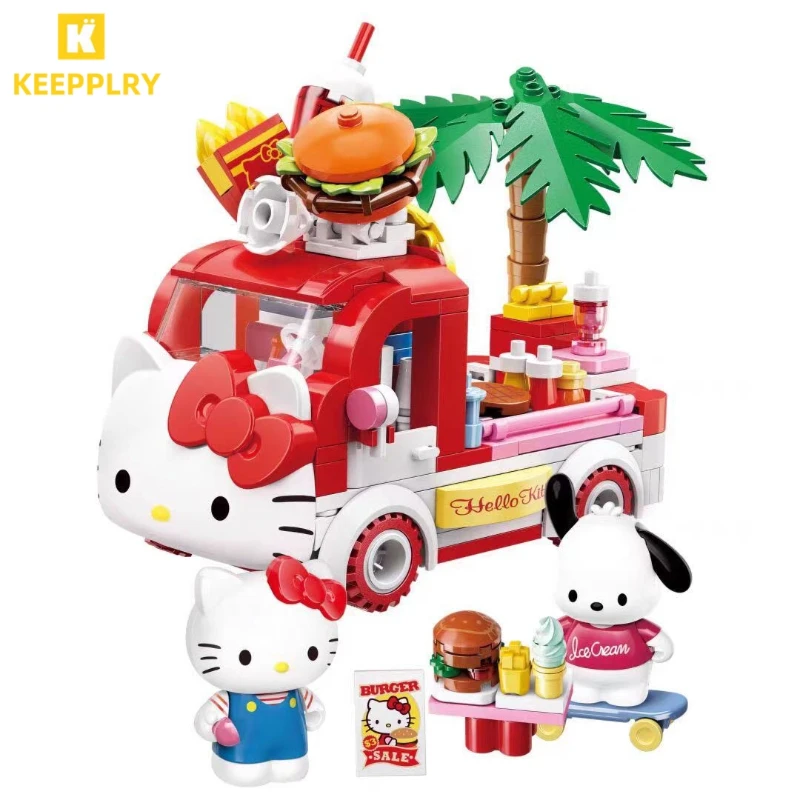 

Keeppley Building Blocks Sanrio Hello Kitty Cinnamoroll Burger Car Dessert car Model Pompom Purin Splicing Ornaments Toys Gifts