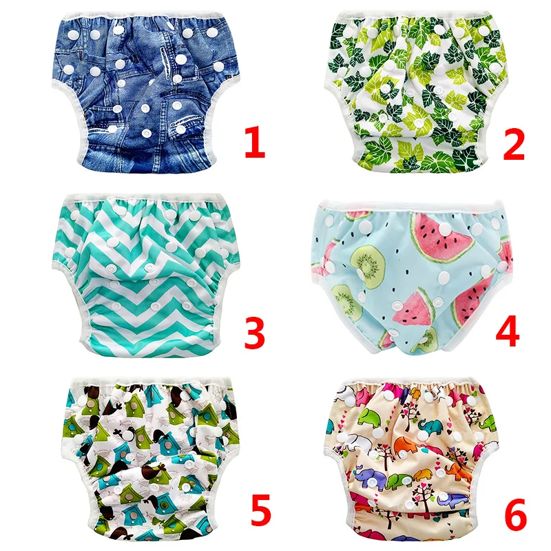 Baby Swim Trunks Unisex Cute Cartoon Print Leakproof Swimming Diapers Cotton Soft Breathable Kids Swimwear Short Training Pants