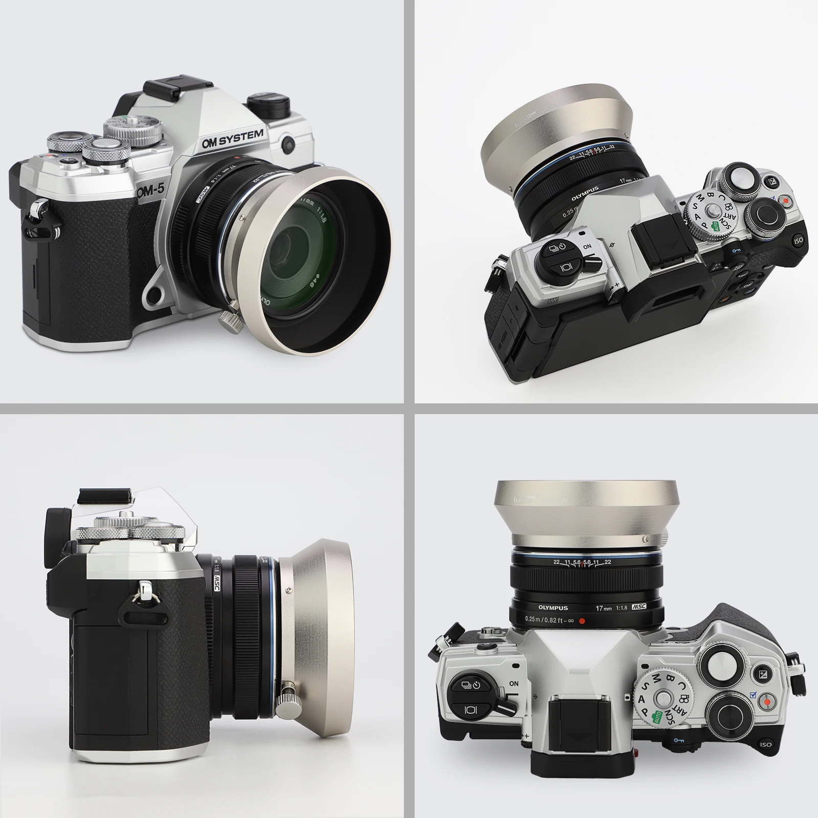Haoge LH-M48W metalowa osłona przeciwsłoneczna odcień dla Olympus M.ZUIKO cyfrowy 17mm F1.8 obiektyw wymienić LH-48B srebrny
