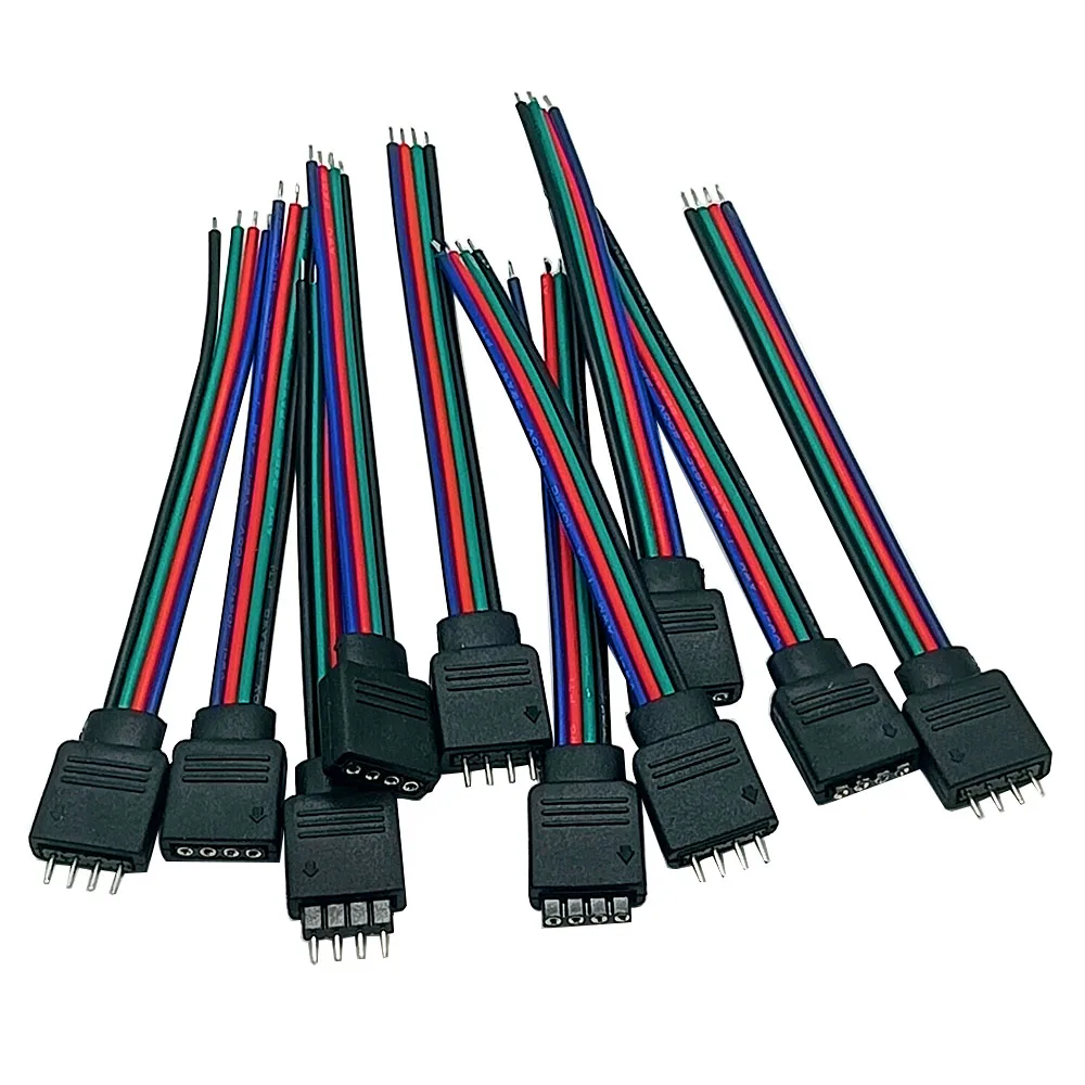 

10 double 10CM 15CM 30CM 50CM/lot 4 pin Female plug RGB Connector Cable For SMD 3528 5050 RGB LED Strip Lighting