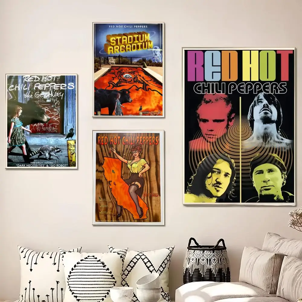 R-Red Hot C-Chili Peppers Painting Calligraphy Canvas Poster Wall Art for Living Room Bedroom Cafe Decor Gift