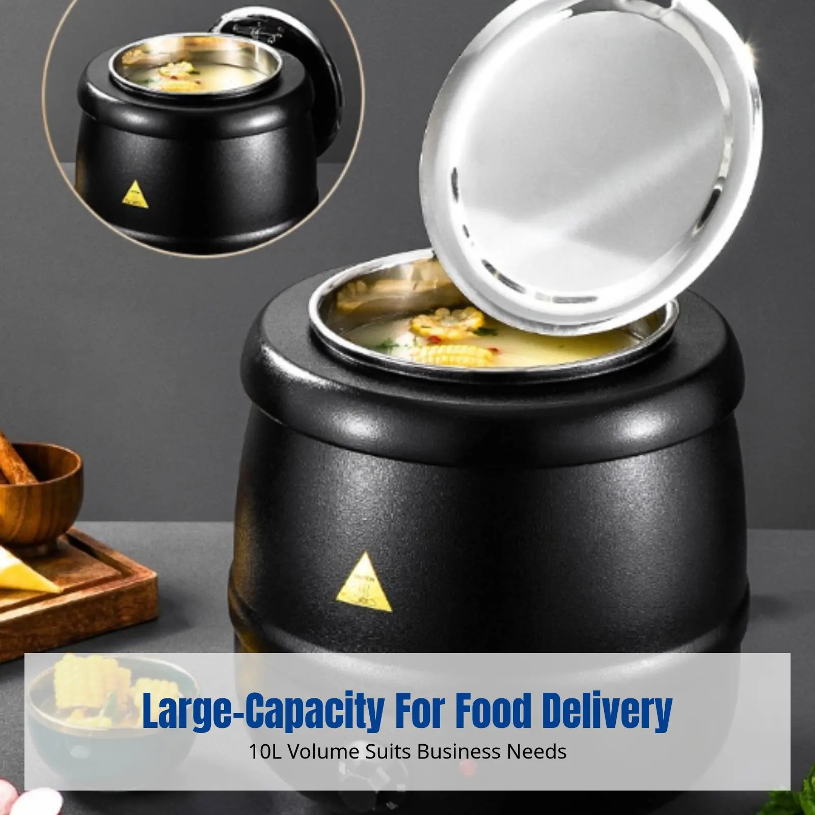 

Commercial Electric Soup Pot, Stainless Steel, Buffet Restaurant, Temperature Control, Food Warmer