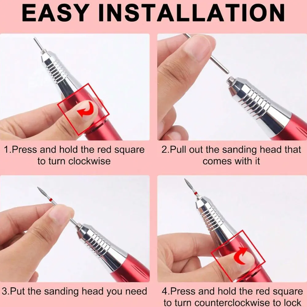 Set di punte per trapano per unghie diamantate di sicurezza professionale, punte per cuticole in carburo da 3/32 pollici per manicure e pedicure elettrici, 10 pezzi