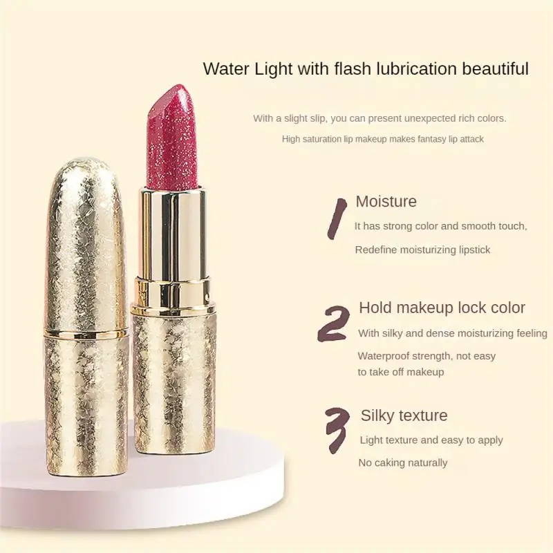 Lip Gloss Metal Lip Gloss Glitter Pearl Liquid Lipstick Sexy Lip Makeup Nonstick Cup Easy To Color Lasting