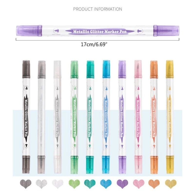 Glitter Marker สำหรับสมุดระบายสีโรงเรียนการออกแบบโปสเตอร์ DIY Scrapbooking Journal