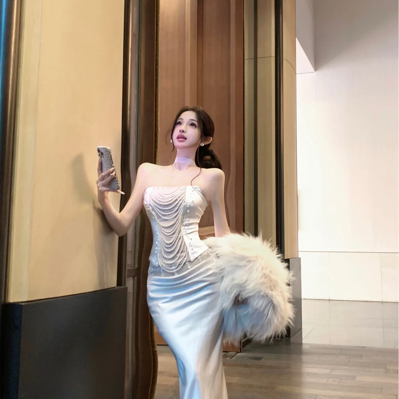 Stylish Unique Beautiful Two-Piece Set Women's Fall 2026 Small Suite Sexy Strapless Top Half Skirt Fashionable Ensemble