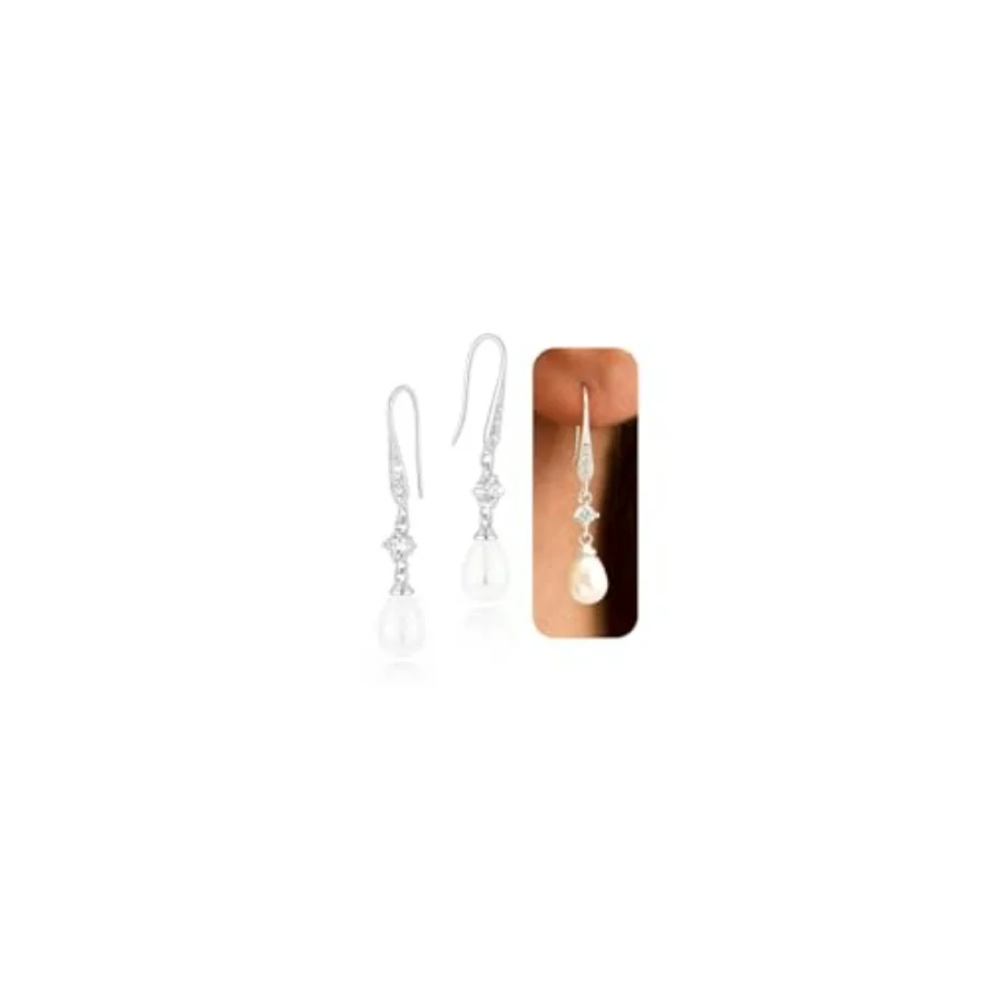 

Earrings for Women - 14K/White Plated Drop Wedding Earrings for Brides, Elegant Bridal Studs Trendy Jewelry