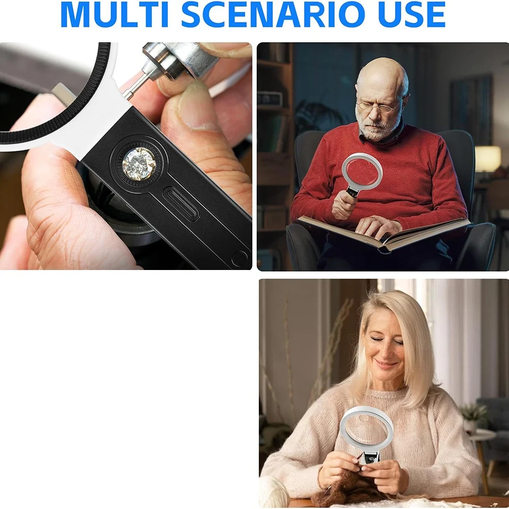 BOFOP 40 X 30 X 10 Times Magnifying Glass, 36 LED Light-Emitting Magnifier, Suitable for Elderly Reading, Close Work, Jewelry