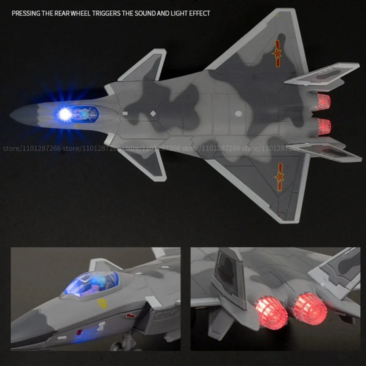 Pullback & Go Jet F16 giocattolo per aerei da combattimento con suono leggero, scala 1:50 Diecast B2 F22 F35 SU35 Aviao modello di aereo Kid Boy Gift