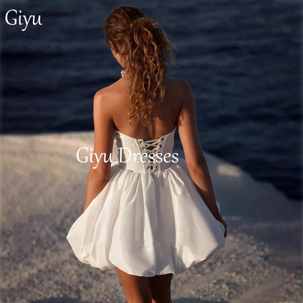 Giyu Sexy Satin Sweetheart Exposed mini Wedding Dress Vestidos Para Mujer Elegantes Y Bonitos White Vestidos De Novia Customized