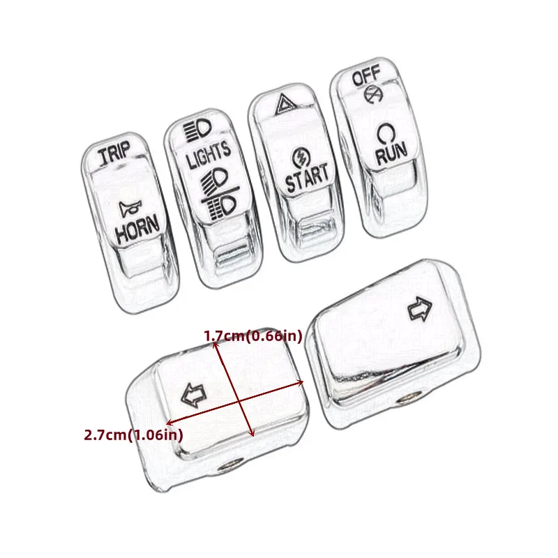 6pcs Motorcycle Hand Control Switch Cover Button Caps For Harley 2014-up Dyna Softai