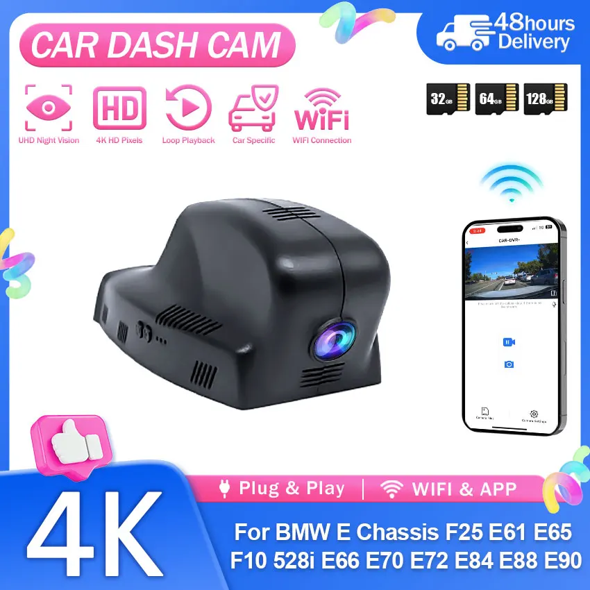 For BMW 5 series 528i 535 F07 F10 F11 X3 F25 X5 E70 328i E93 2008-2012 UHD 4K Dash Cam Plug and Play Video Recorder