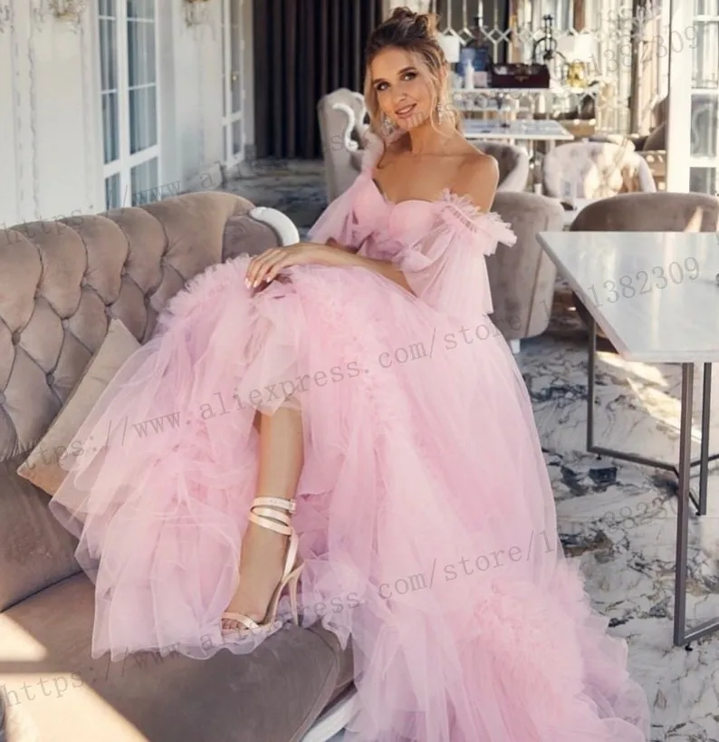 Pink Mother Daughter Matching Dress Off Shoulder Mommy and me Outfits First Birthday Ruffles Mum and Kids dresses for photoshoot