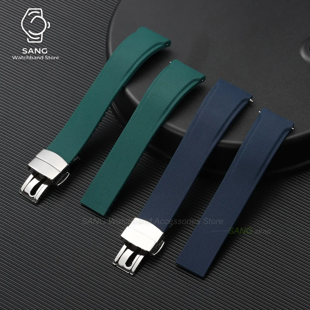 20mm 21mm 22mm Schnellverschluss Uhrenarmband mit gebogenem Ende, neues weiches FKM Fluorkautschuk Uhrenarmband, Herren Armband, universelles Sportarmband – Detail 22