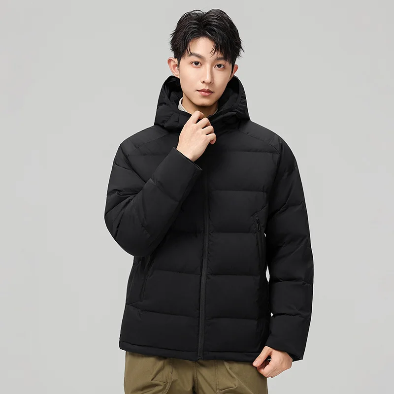 

Men's Short Hooded Down Jacket Outdoor Workwear Style High-Quality White Duck Down Thickened Warm Coat