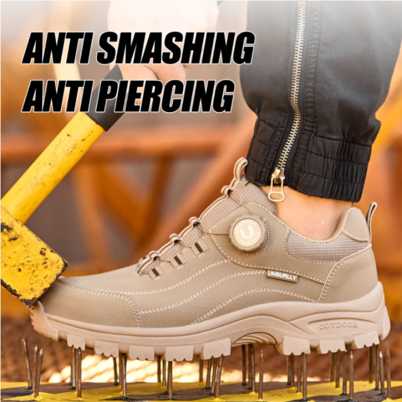 New Rotating Button Safety Shoes Sturdy and Protective Steel Toe Shoes Construction Site Work Shoes Anti Slip and Wear-resistant