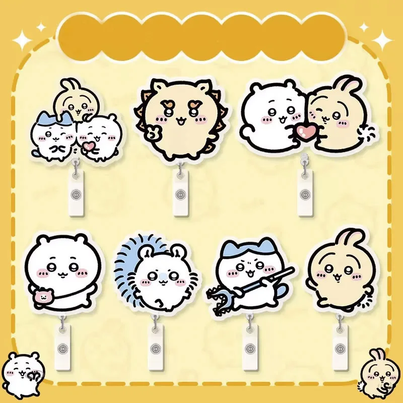 

Retractable Clip Usagi Student Card Holder Cartoon Cute Chest Certificate Clip Hachiware Rebound expansion buckle