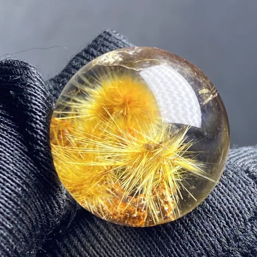 Natural Gold Rutilated Quartz Pendant Oval Rutilated Quartz Jewelry 17mm Men Women Round Sphere Brazil AAAAAAA