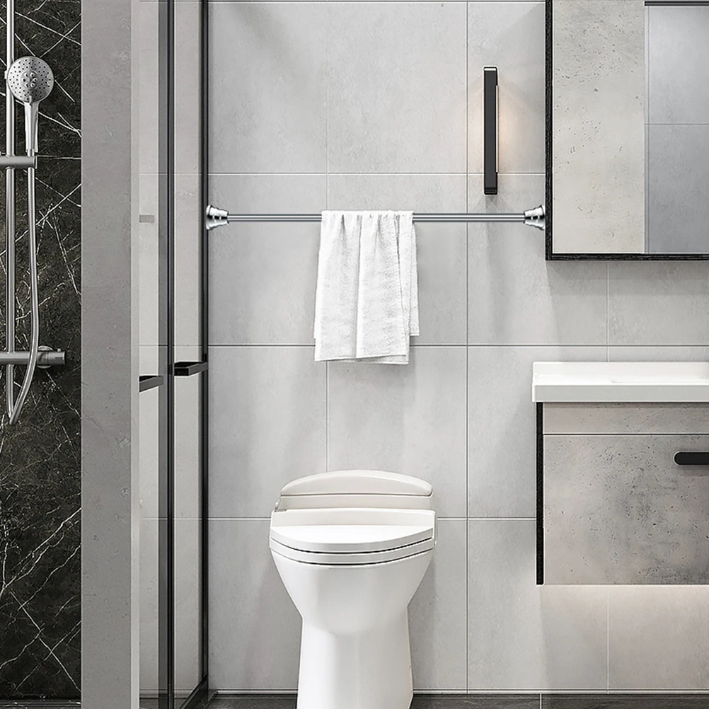 

Shower Curtain Rod Curved Bar Bath Salon Corner Bathroom Extendable 200cm Rods Adjustable Heavy Duty No Nails Rail Stick