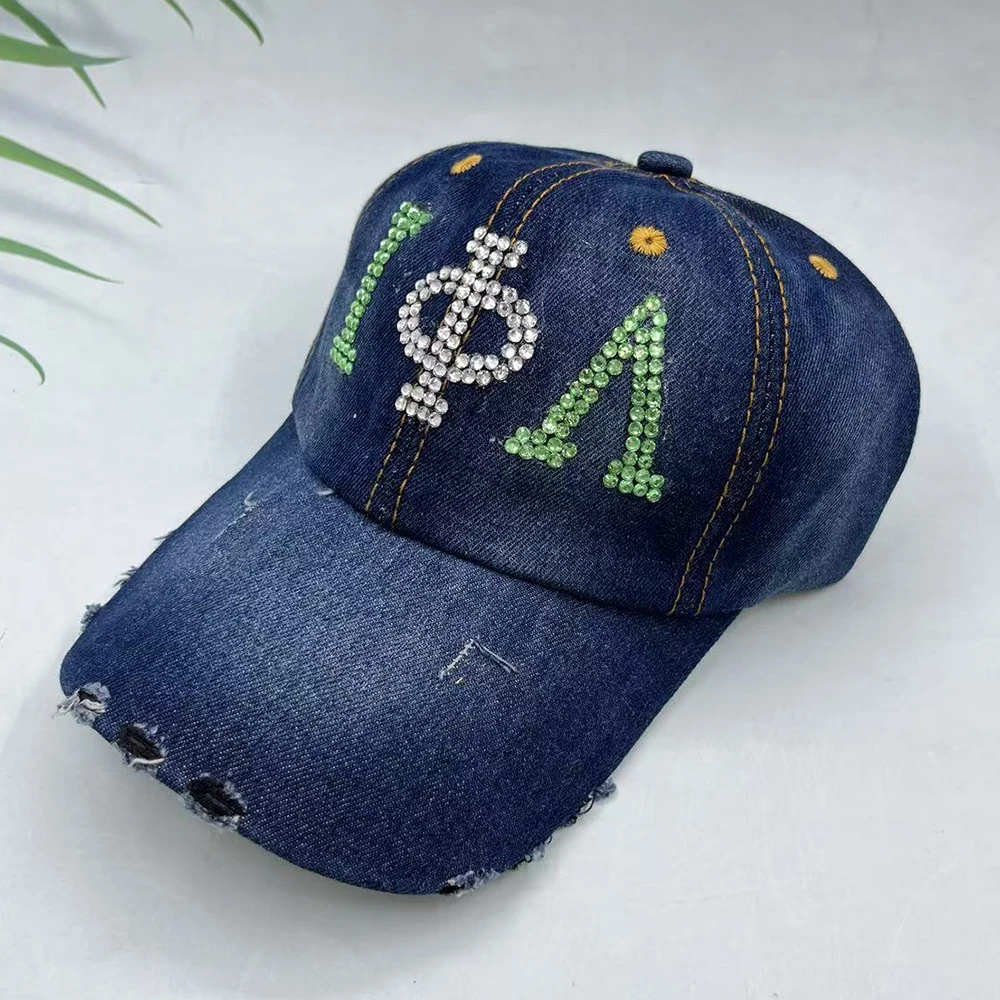 Iota Phi Lambda Greek logo letter rhinestone hat for sisters