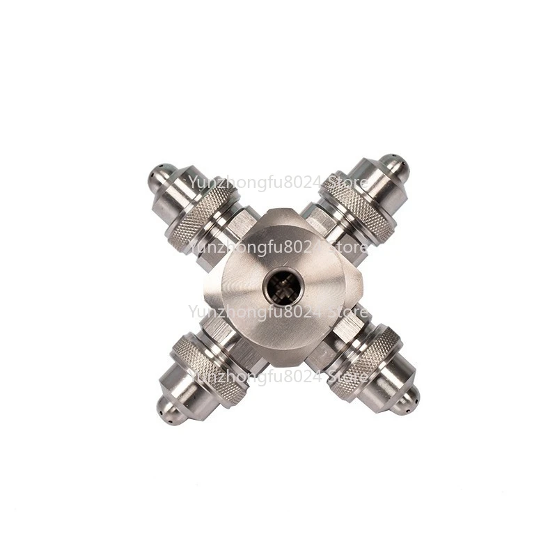 الفولاذ المقاوم للصدأ أربعة رؤوس متعددة الرؤوس اثنين السوائل الهواء التفتيت فوهة الترطيب واسعة زاوية إزالة الغبار التفتيت فوهة #2