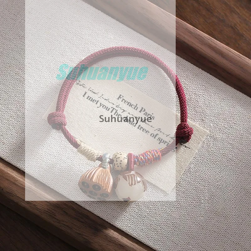 خمر بودي الخشب زهرة اللوتس سحر المنسوجة أساور مضفرة للنساء الرجال اليدوية حبل سلسلة أساور