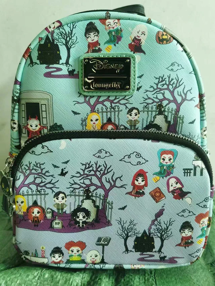 new loungefly Disney Mad Witch Print Backpack Mini Children's cartoon bag Elementary school backpack Convenient travel bag gift