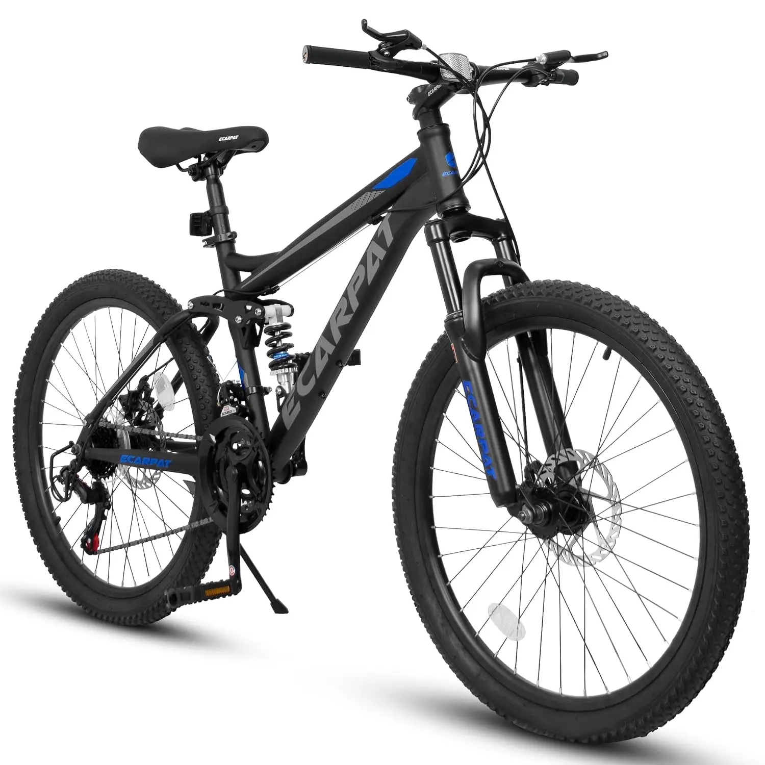 24 26 27.5 Inch Mountain Bike, Full Suspension MTB with Dual Disc Brakes and Carbon Steel Frame, 21 Speeds Mountain Bicycle